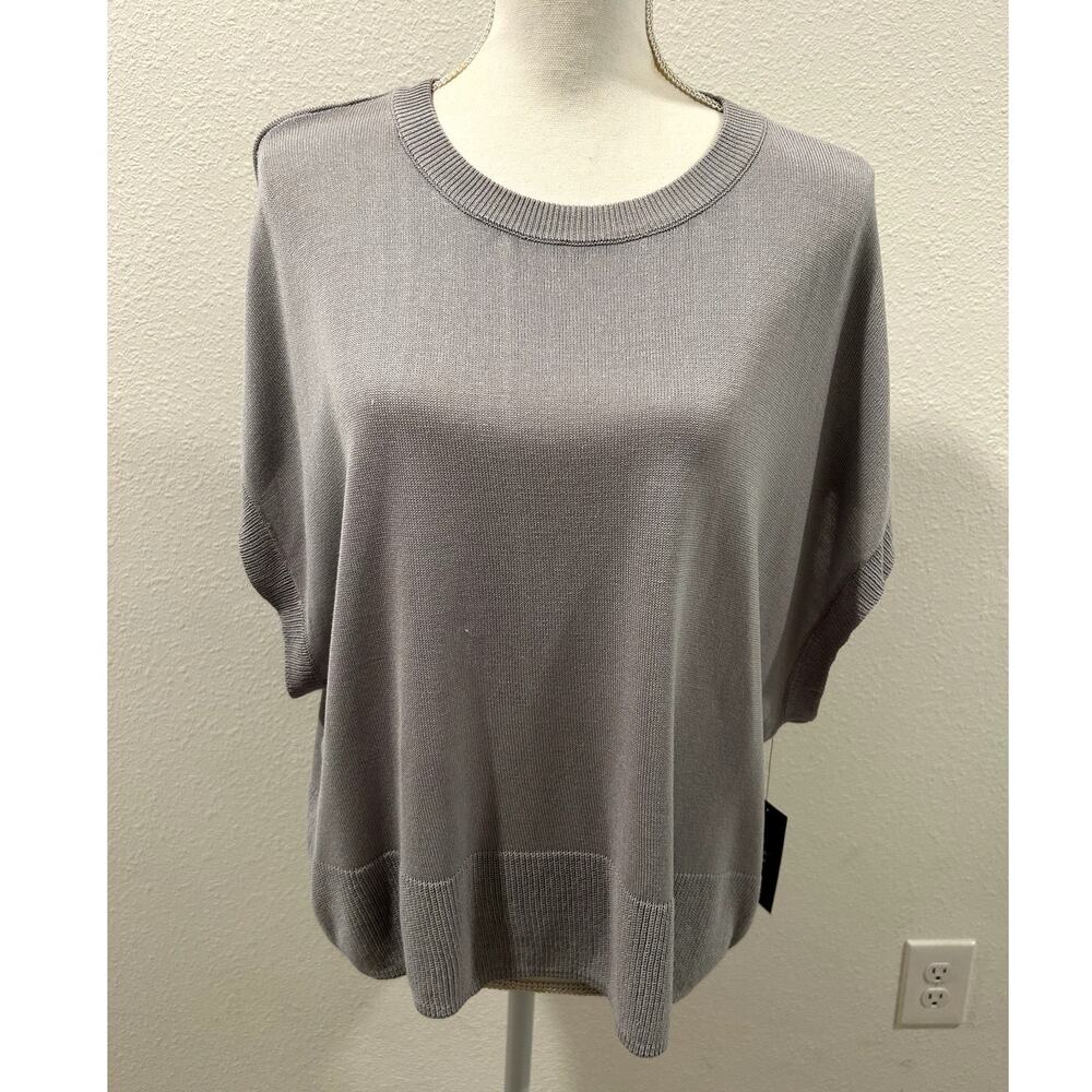 Vince Camuto Womens Drop-Shoulder Short-Sleeve Top Blouse Silver Mist Sz XL New